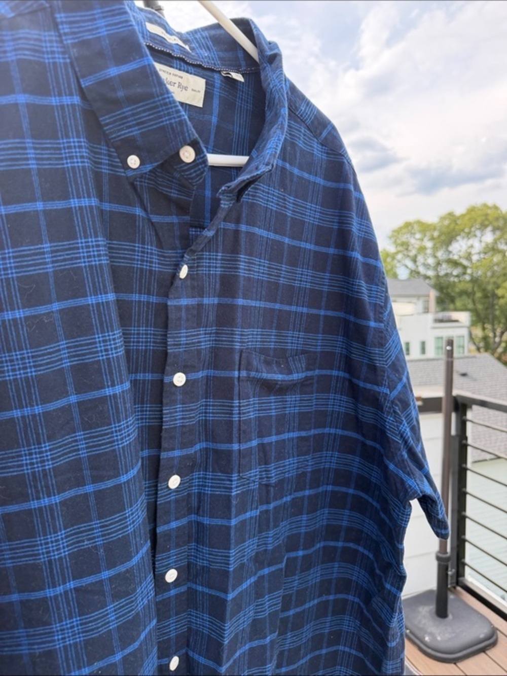 NWOT Navy Plaid Short Sleeve Shirt